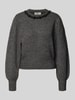 ONLY Regular Fit Pullover mit Strasssteinbesatz Modell 'ELSA' Anthrazit Melange