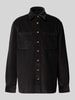 Christian Berg Men Regular Fit Hemdjacke aus Cord mit Kentkragen Dunkelgrau