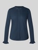 MOS MOSH Blouse met maokraag en mouwen met ruches model 'Mattie' Marineblauw