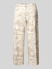 Brax Straight leg linnen broek met verkort model Beige