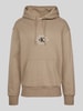 Calvin Klein Jeans Hoodie met labelstitching Beige