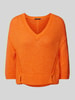 Oui Strickpullover mit V-Ausschnitt Orange