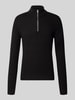 JACK & JONES Strickpullover mit Troyer-Kragen Modell 'PANNEL' Black