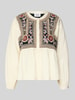Bash Regular Fit Bluse mit floralem Stitching Modell 'Alec' Ecru