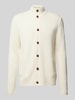 Christian Berg Men Strickjacke mit Stehkragen Offwhite Melange