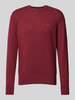 CK Calvin Klein Gebreide pullover met logostitching, model 'PIMA' Donkerrood