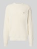 Calvin Klein Jeans Gebreide pullover met structuurmotief en ronde hals Offwhite