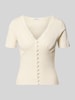 Jake*s Casual T-Shirt mit Spitzenbesatz und Knopfleiste Ecru