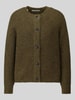 Selected relaxed fit gebreid jack van wolmix model 'LULU' Olijfgroen