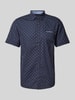 Tom Tailor Koszula casualowa o kroju regular fit ze wzorem na całej powierzchni Ciemnoniebieski