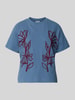 Jake*s Casual Regular Fit T-Shirt aus reiner Baumwolle Bleu