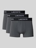 Lacoste Trunks mit elastischem Label-Bund im 3er-Pack Dunkelgrau