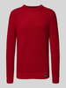 Superdry Gebreide pullover met ronde hals Donkerrood