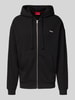 HUGO Relaxed Fit Sweatjacke aus reiner Baumwolle Modell 'DAPOZIP' Black