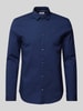 Tommy Jeans Regular Fit Business-Hemd mit Label-Stitching Marine Melange