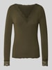 VERO MODA Slim Fit Langarmshirt aus Modal-Mix mit Woll-Anteil Modell 'SKYE' Oliv