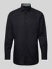 OLYMP Modern fit zakelijk overhemd met borstzak, model 'Global' Zwart