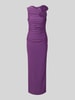 YAS Cocktailjurk met florale applicaties model 'DONA' Aubergine