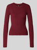 Pieces Slim Fit Strickpullover aus Viskose-Mix Modell 'MIRA' Dunkelrot