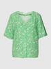 Jake*s Casual Bluzka koszulowa z wiskozy z kwiatowym wzorem Trawiasty zielony