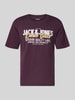 Jack & Jones T-shirt z nadrukiem z logo Śliwkowy