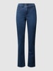 MAC Straight fit jeans met labelpatch, model 'Angela' Blauw