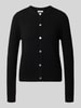 Christian Berg Woman Strickjacke aus reinem Kaschmir mit durchgängiger Knopfleiste Black
