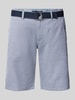 Christian Berg Men Regular fit bermuda met stoffen riem Jeansblauw