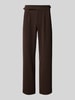 EIGHTYFIVE Straight Leg Bundfaltenhose mit Reißverschlusstaschen Dunkelbraun