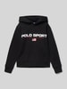 Polo Sport Hoodie met labelprint Zwart