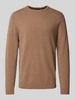 Christian Berg Men Gebreide pullover met ronde hals Camel gemêleerd