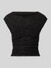 Gina Tricot Top w imitacji bouclé z dekoltem w łódkę Czarny