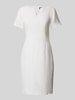 WHITE LABEL Knielanges Kleid mit V-Ausschnitt Offwhite