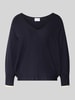 COMMA Strickpullover aus Viskose-Mix mit V-Ausschnitt Marine