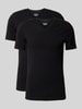 Bread & Boxers T-Shirt mit geripptem V-Ausschnitt Black