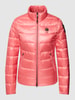Blauer Usa Daunenjacke mit Stehkragen Pink