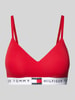 TOMMY HILFIGER Push-up-Bralette aus Baumwoll-Mix mit elastischem Label-Bund Modell 'HERITAGE' Rot