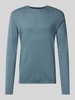 Christian Berg Men Regular Fit Strickpullover aus reiner Baumwolle mit Rundhalsausschnitt Metallic Tuerkis Melange