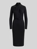 Lauren Ralph Lauren Midikleid mit drapiertem Wickelkragen Black