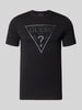 GUESS t-shirt z logo i okrągłym dekoltem BLACK
