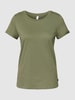 QS T-shirt met labeldetail, model 'Basic' Olijfgroen