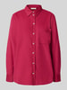Christian Berg Woman Relaxed fit overhemdblouse in ribcordlook met borstzak Fuchsia