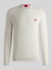 HUGO Regular fit gebreide pullover van puur katoen, model 'SAN CASSIUS' Offwhite