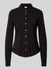 s.Oliver BLACK LABEL Regular fit overhemdblouse van jersey met knopen in parelmoeren look Zwart