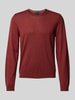 BOSS Wollen pullover van scheerwol met labeldetail, model 'Leno' Rood