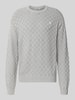 REVIEW Regular fit gebreide pullover van zuivere katoen met labeldetail Lichtgrijs gemêleerd