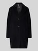 Marc Cain Regular fit lange jas van scheerwolmix met alpaca Zwart