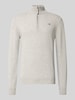 Gant Regular Fit Pullover mit Strick-Optik aus reiner Lammwolle Mittelgrau Melange