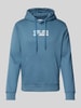 Jack & Jones Hoodie met labelprint, model 'ECORP' Oceaanblauw