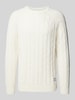 Pepe Jeans Gebreide pullover met kabelpatroon, model 'Camdem' Offwhite